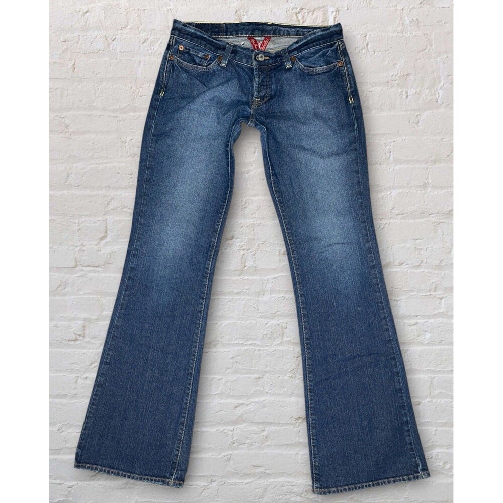 Lucky Brand Lil Maggie Low Rise Flare Jeans Size 32 Dark Wash Button Fly Bootcut
